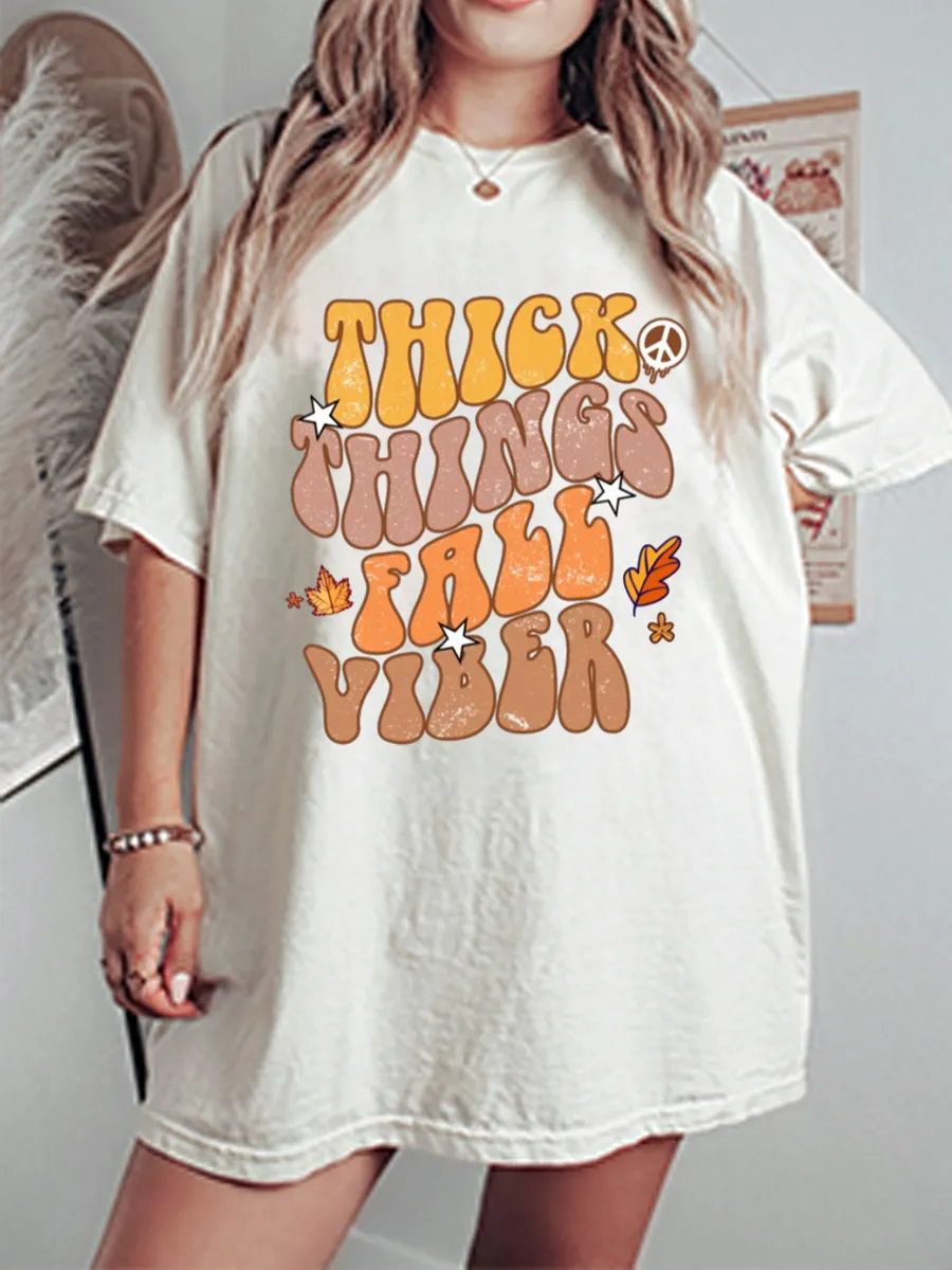 Vintage Thick Things Fall Viber Oversize Graphic Tee