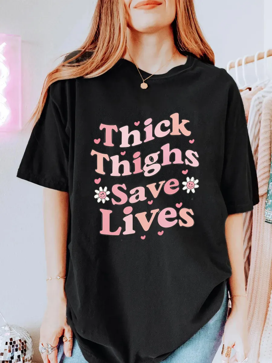 Vintage Thick Things Save Lives Oversize Graphic Tee