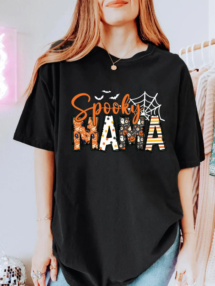 Vintage Spooky Mama Oversize Graphic Tee
