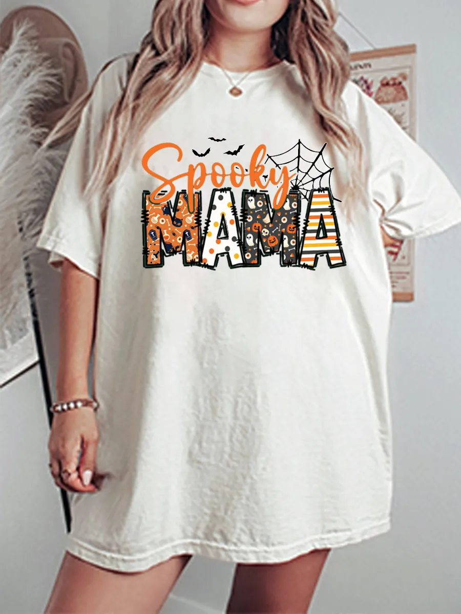 Vintage Spooky Mama Oversize Graphic Tee