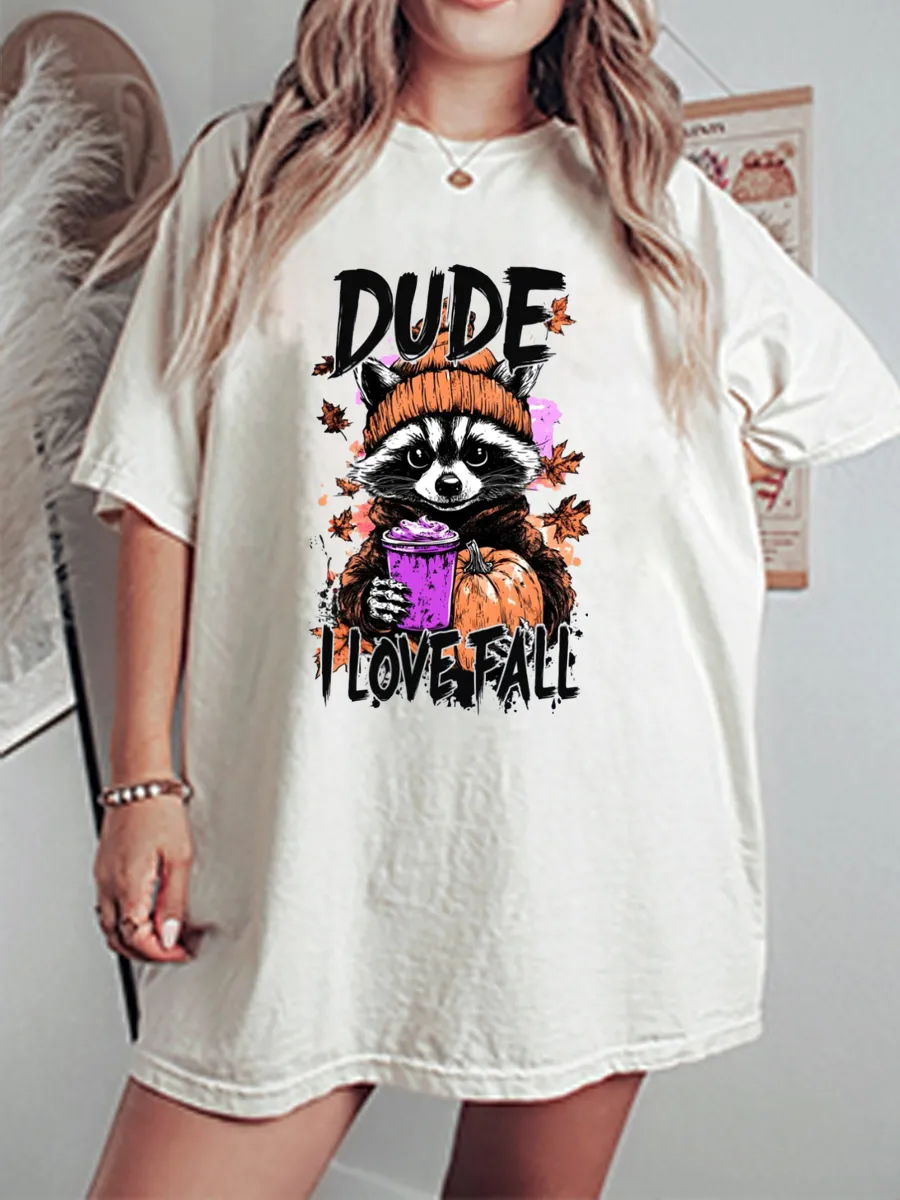 Vintage Feral Girl Fall Oversize Graphic Tee