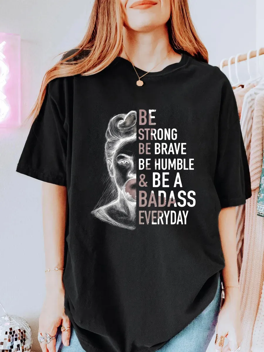 Vintage Be Strong Be Brave Oversize Graphic Tee