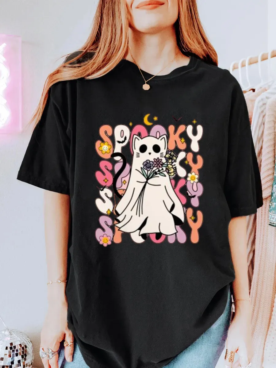 Vintage Floral Spooky Oversize Graphic Tee