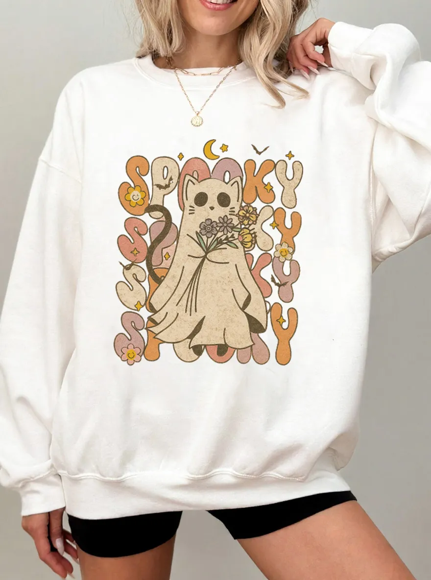 Vintage Spooky Oversize Graphic Sweatshirt