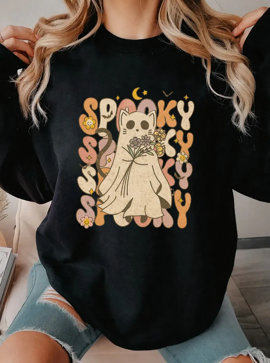Vintage Spooky Oversize Graphic Sweatshirt