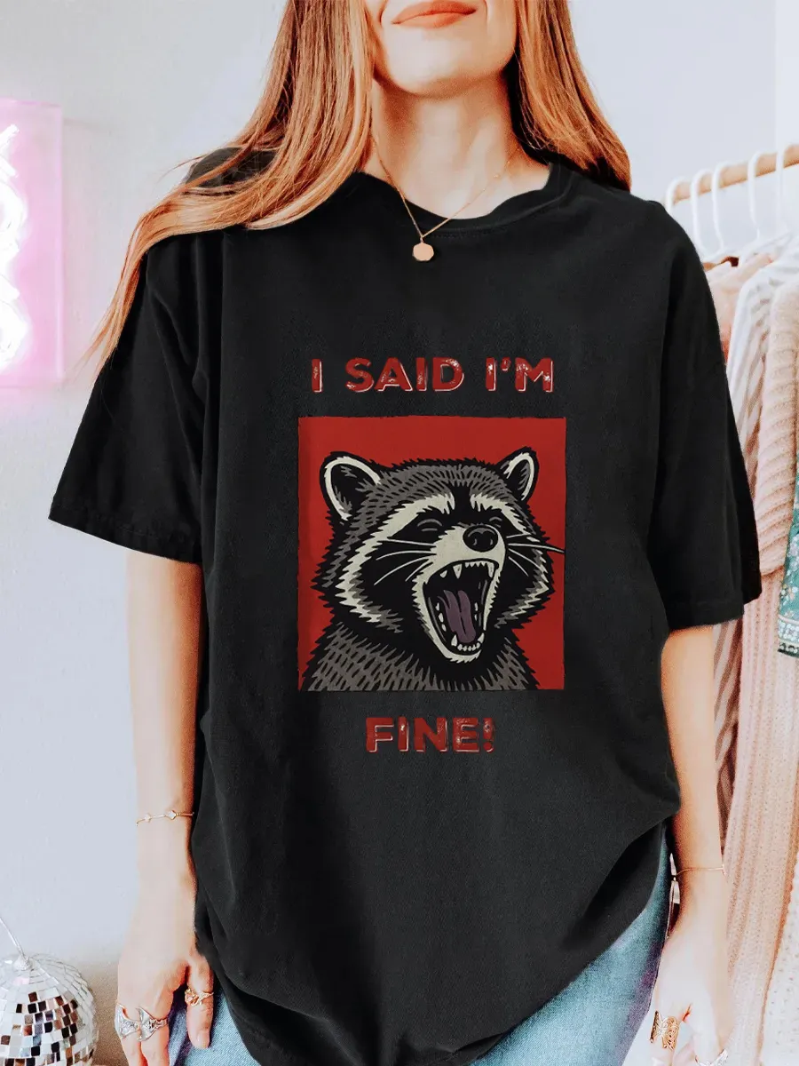 Vintage I'M Fine Oversize Graphic Tee