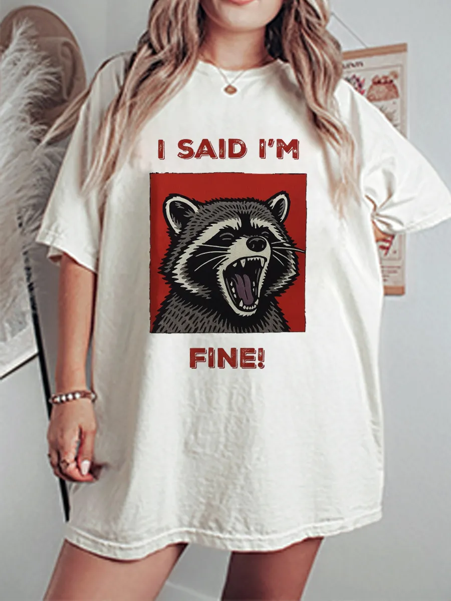 Vintage I'M Fine Oversize Graphic Tee