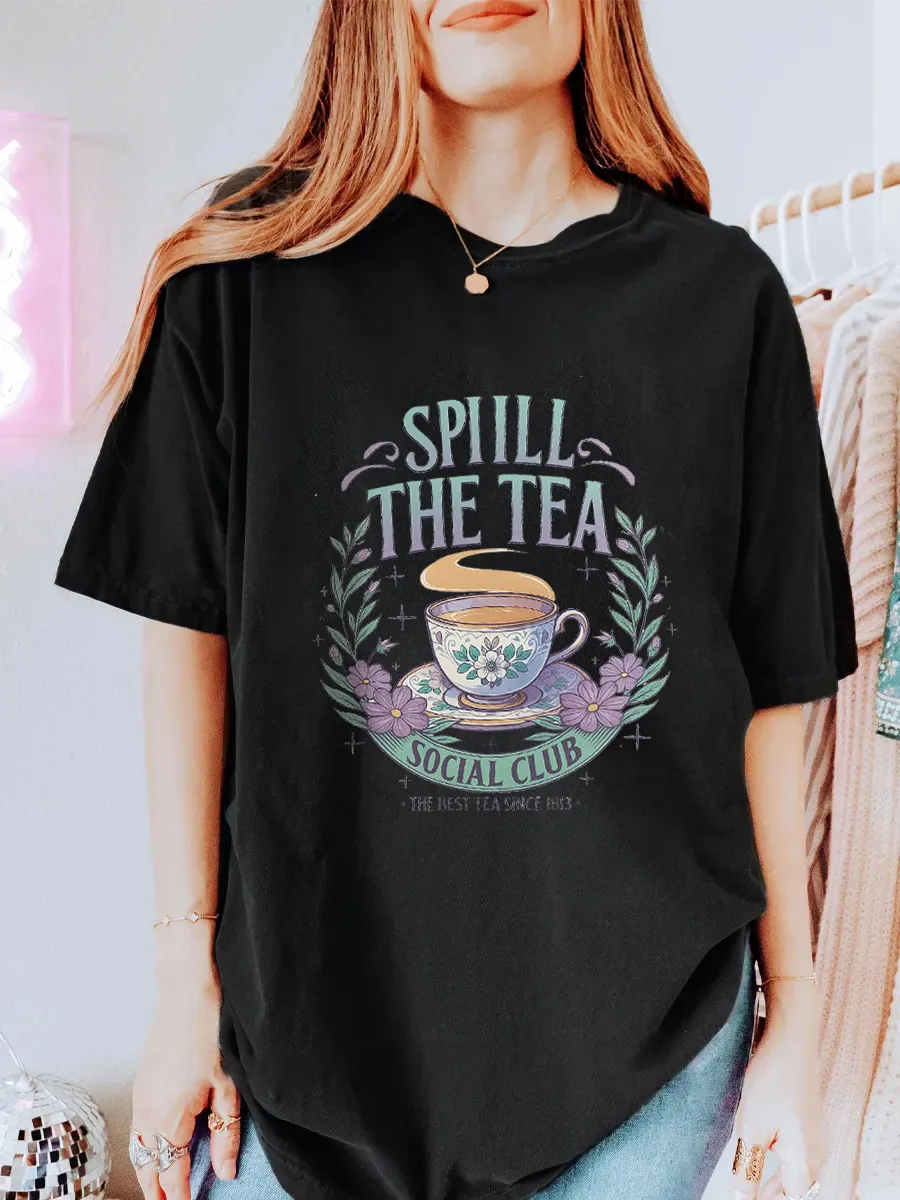 Vintage Spill The Tea Oversize Graphic Tee