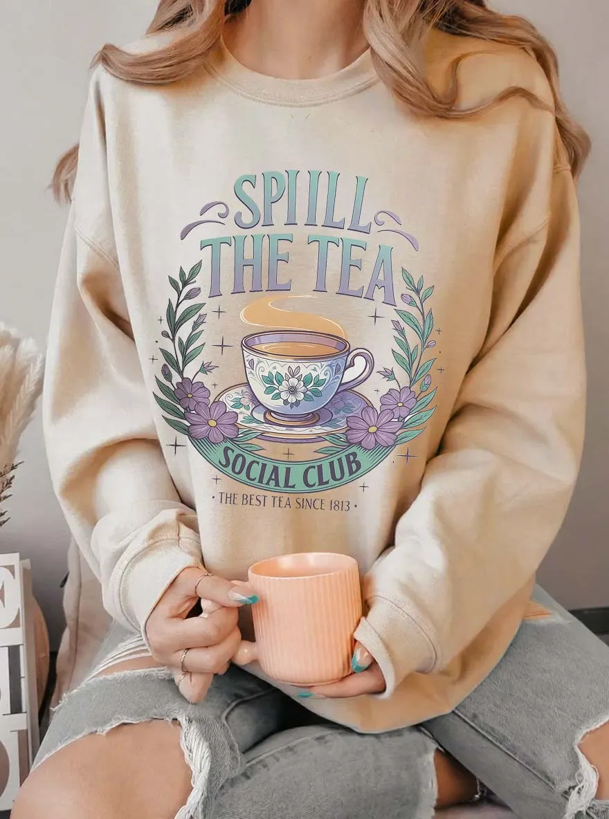 Vintage Spill The Tea Oversize Graphic Sweatshirt