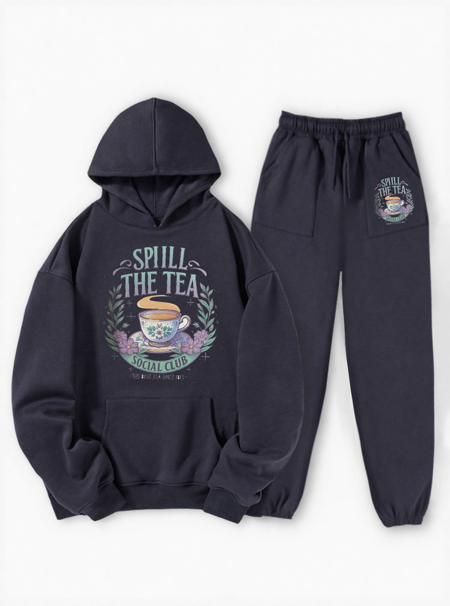Vintage Spill The Tea Fleece Hoodie Suit