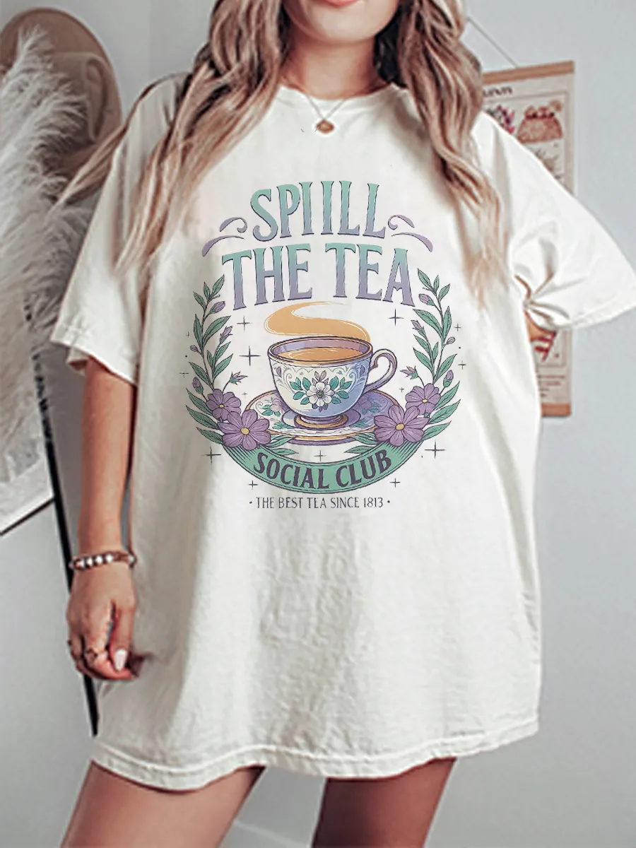 Vintage Spill The Tea Oversize Graphic Tee