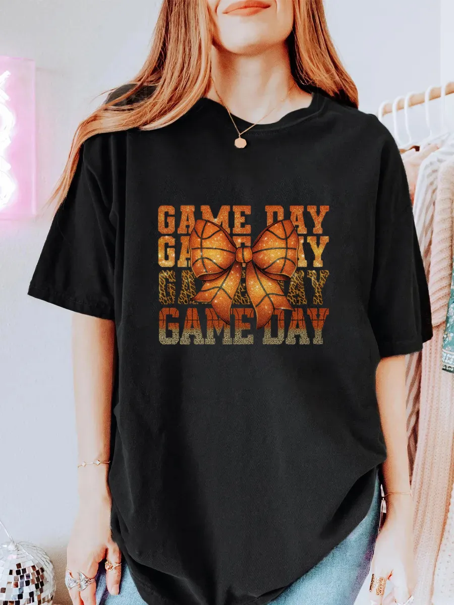 Vintage Game Day Oversize Glitter Graphic Tee