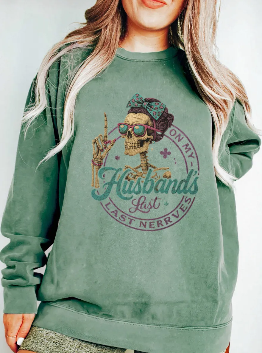 Vintage On My Husband Last Nerves Oversize Graphic Sweatshirt