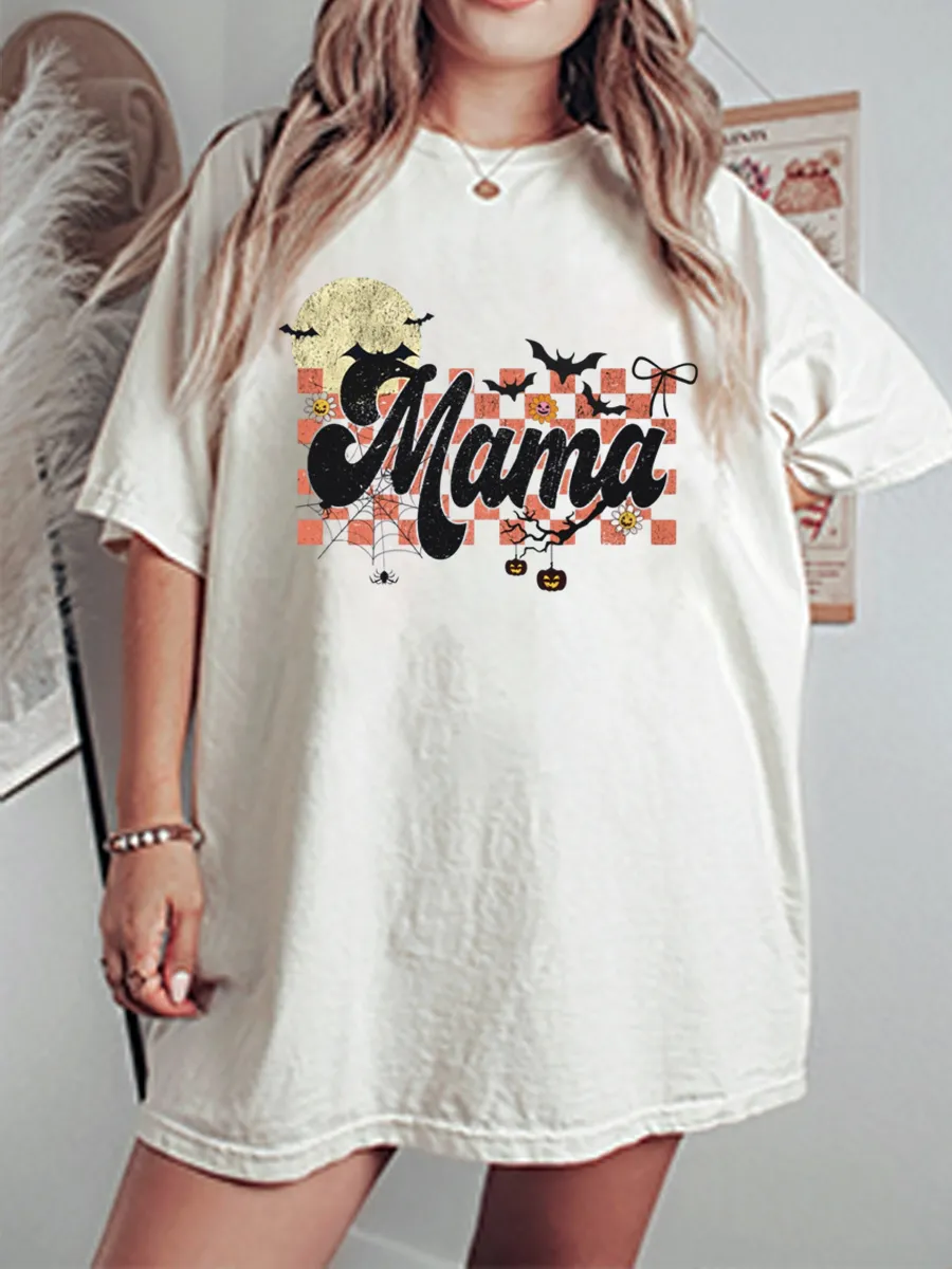 Vintage Spooky Mama Oversize Graphic Tee