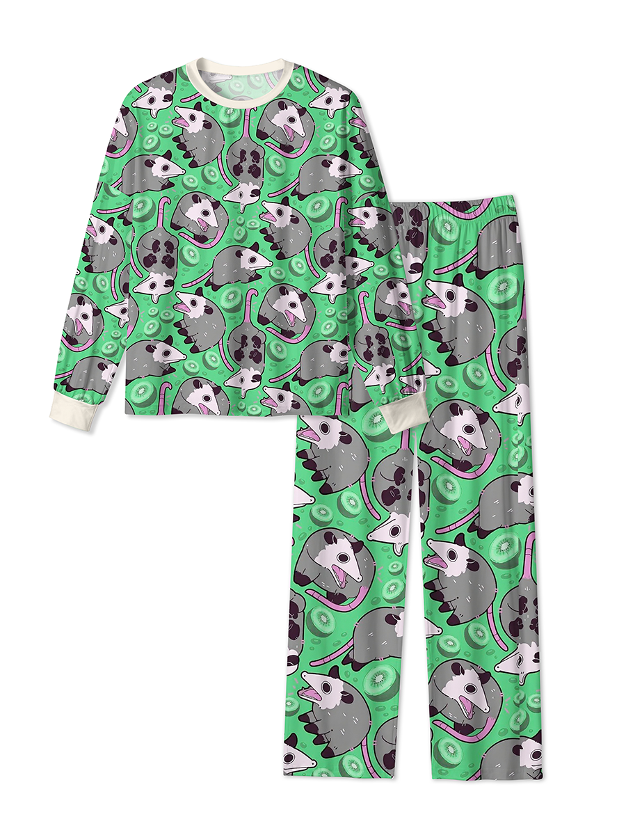 Vintage Cute Opossum Kiwi Fruit Pajama