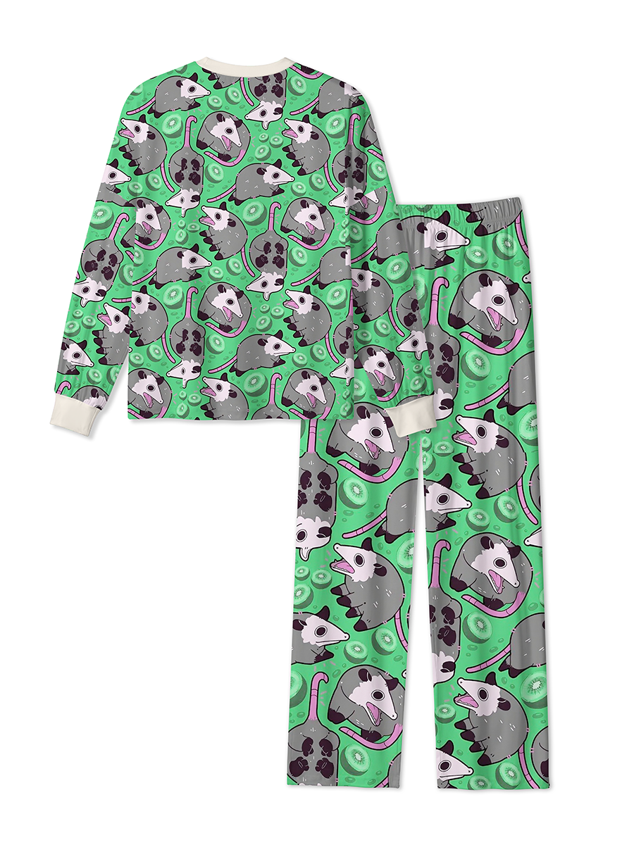Vintage Cute Opossum Kiwi Fruit Pajama