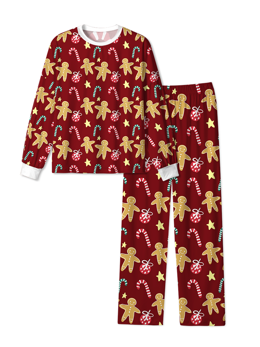 Vintage Burgundy Gingerbread Ornament Christmas Pajama