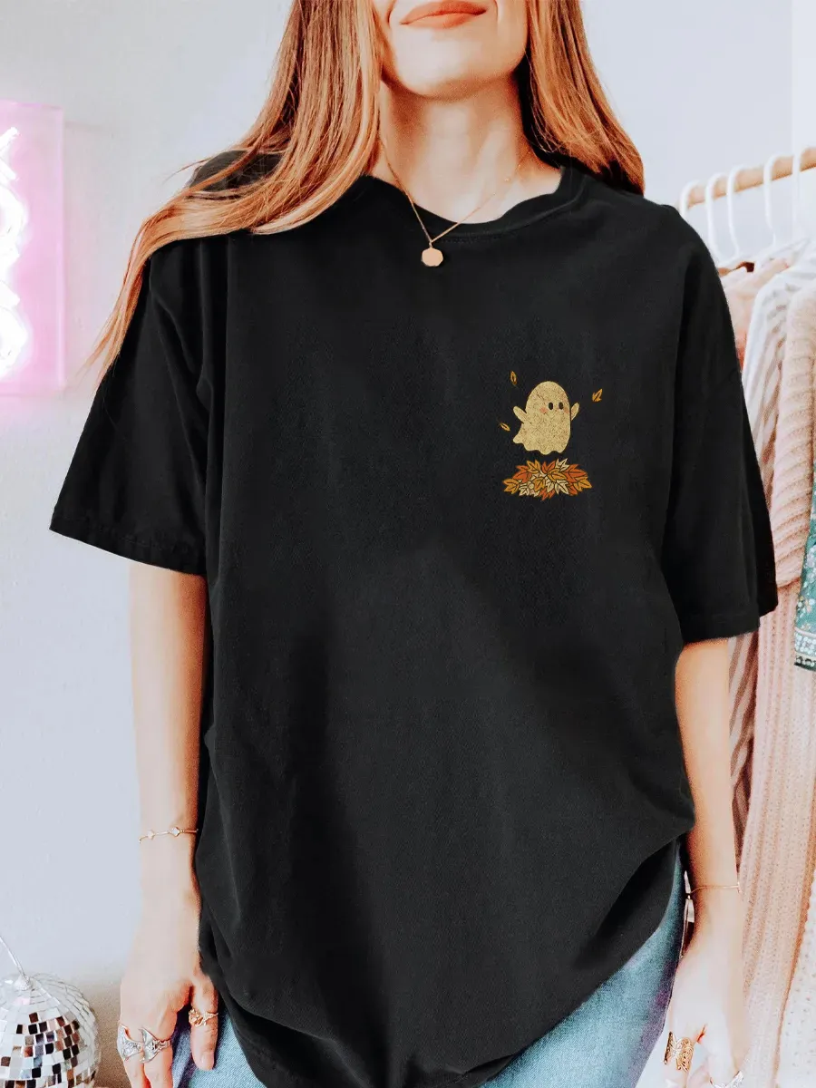 Vintage Fall Ghost Oversize Graphic Tee