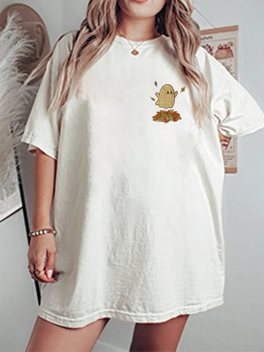 Vintage Fall Ghost Oversize Graphic Tee
