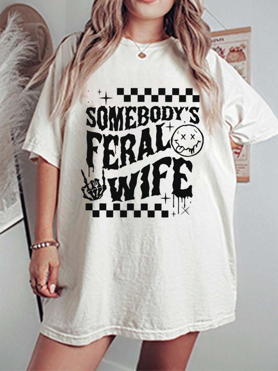 Vintage Somebody's Feral Wife Oversize Graphic Tee