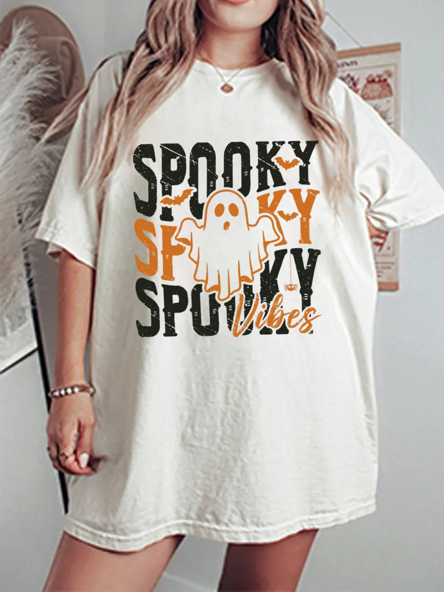 Vintage Spooky Vibes Oversize Graphic Tee