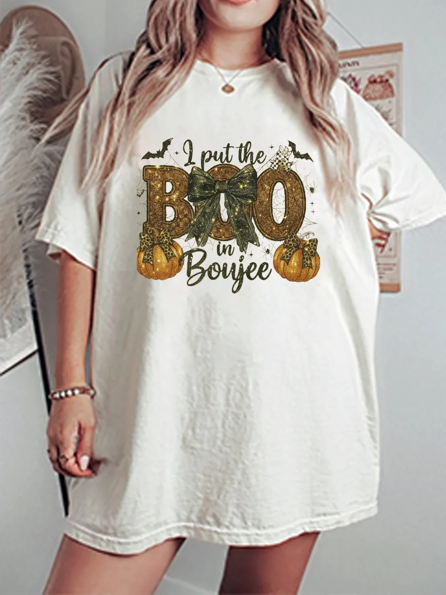 Vintage I Put The Boo in Boujee Oversize Glitter Graphic Tee