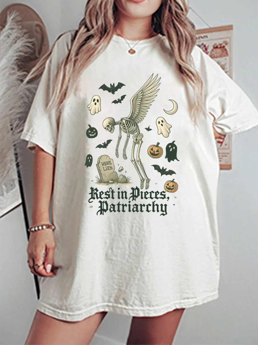 Vintage Rest In Pieces, Patriarchy Oversize Graphic Tee