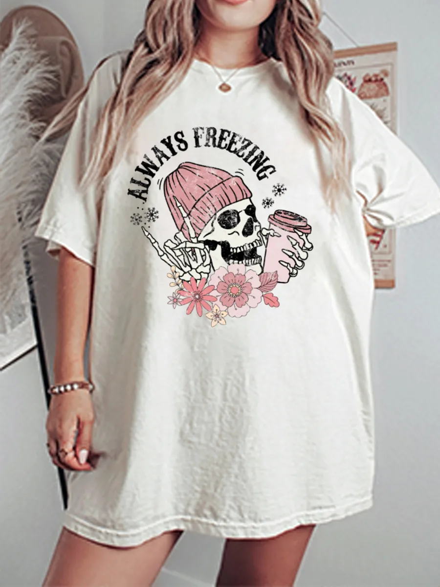 Vintage Always Freezing Oversize Graphic Tee