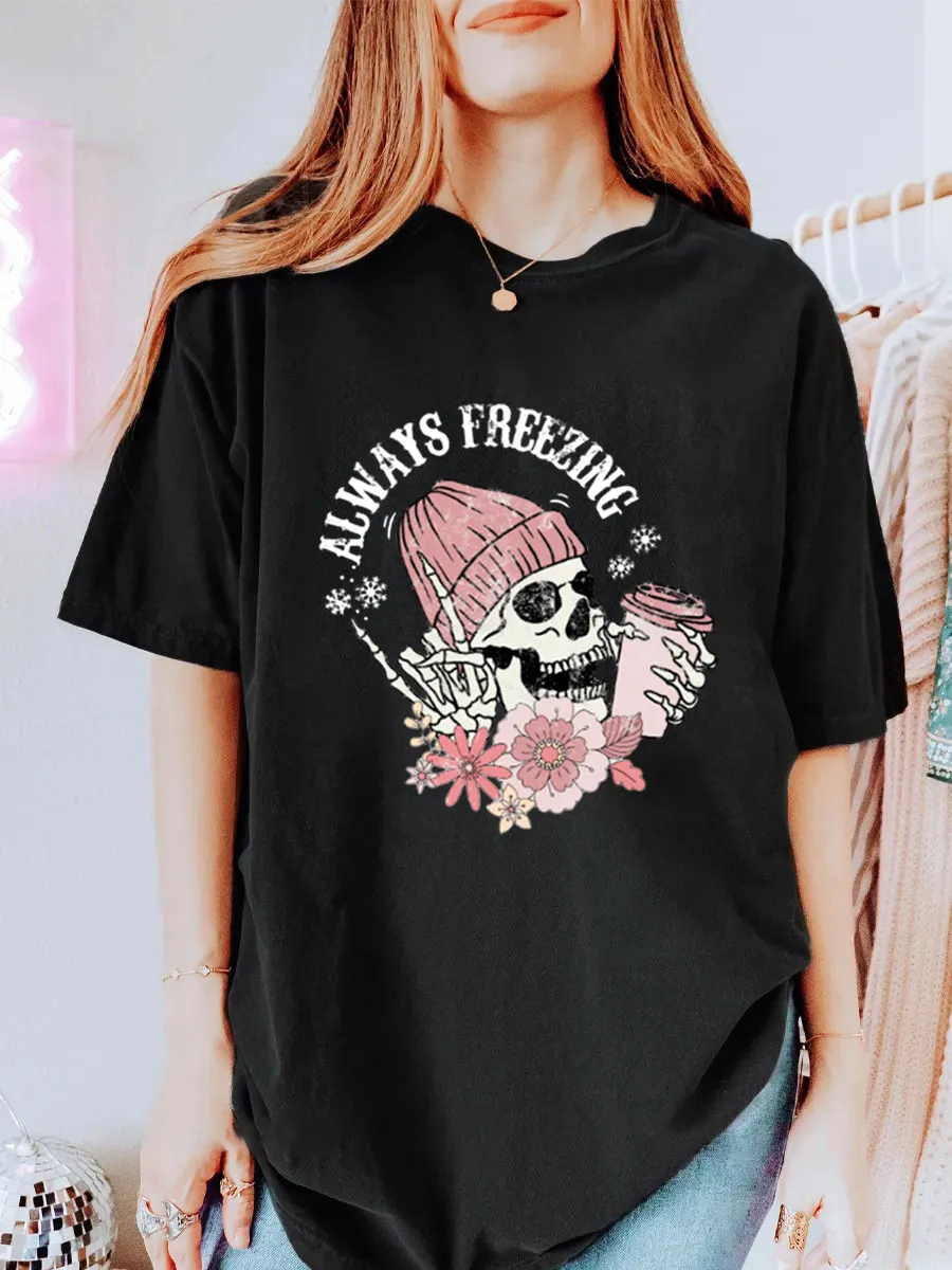 Vintage Always Freezing Oversize Graphic Tee