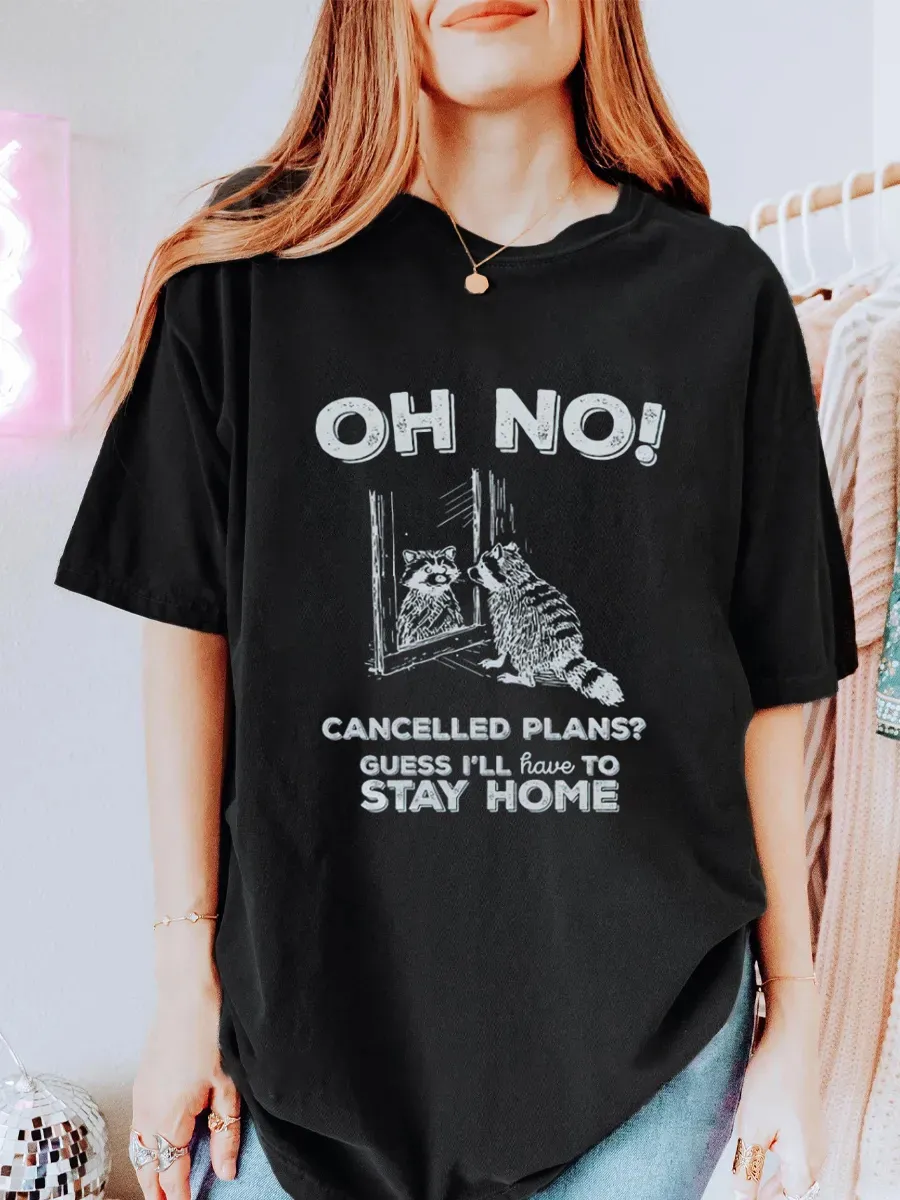 Vintage Oh No Cancelled Plans Oversize Graphic Tee