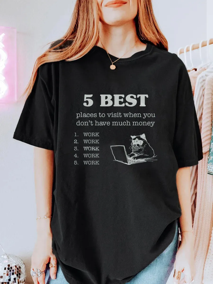 Vintage 5 Best Places To Visit When You Don'T Have Much Money Oversize Graphic Tee