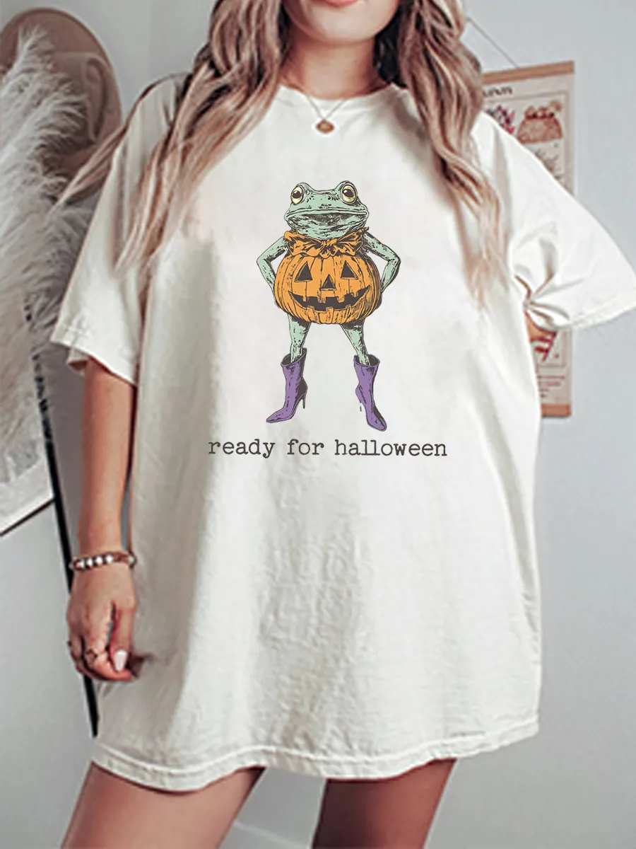 Vintage Ready For Halloween Oversize Graphic Tee