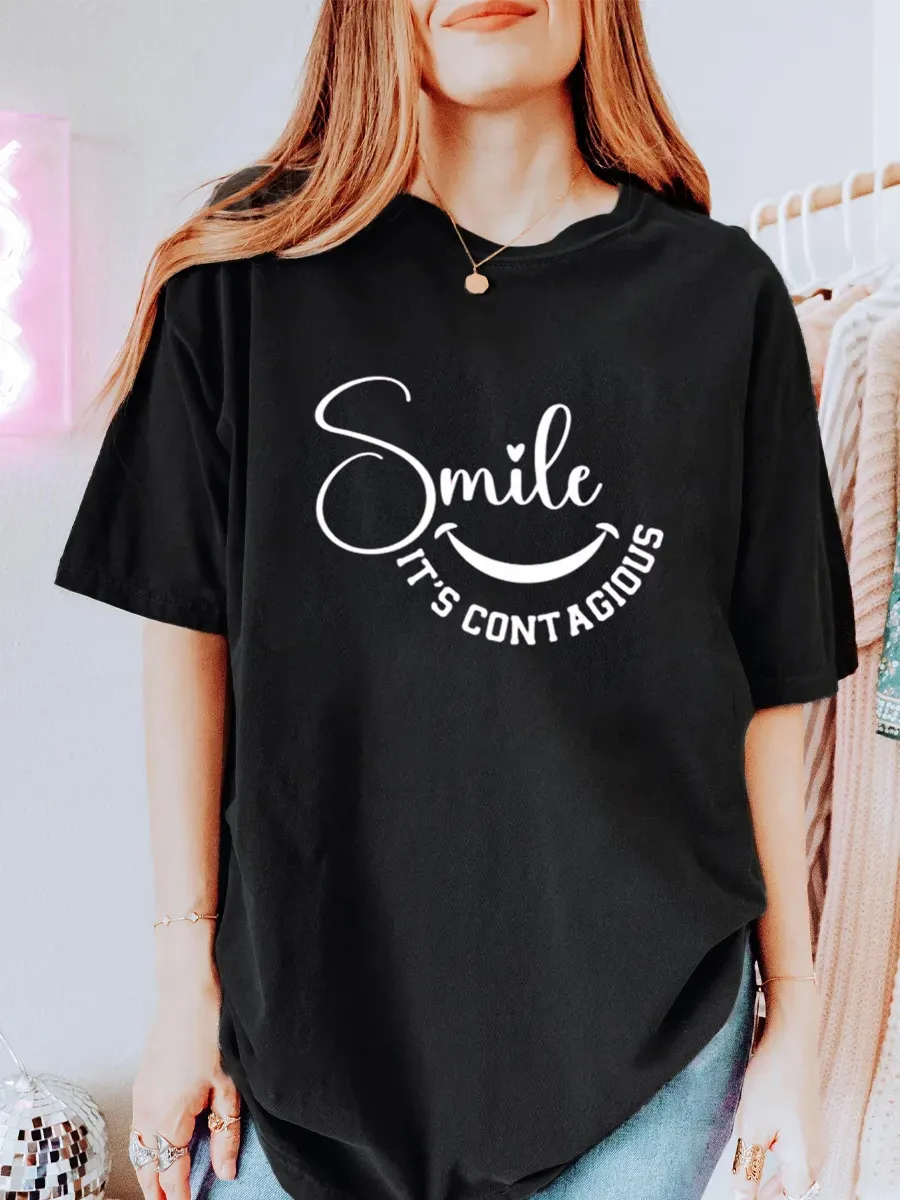 Vintage Smile It's Contagious Oversize Graphic Tee