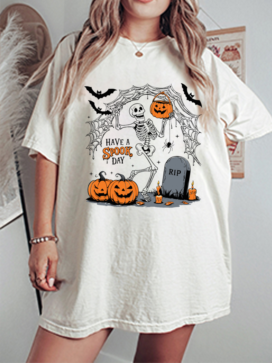 Vintage Dancing Skeleton Oversize Graphic Tee