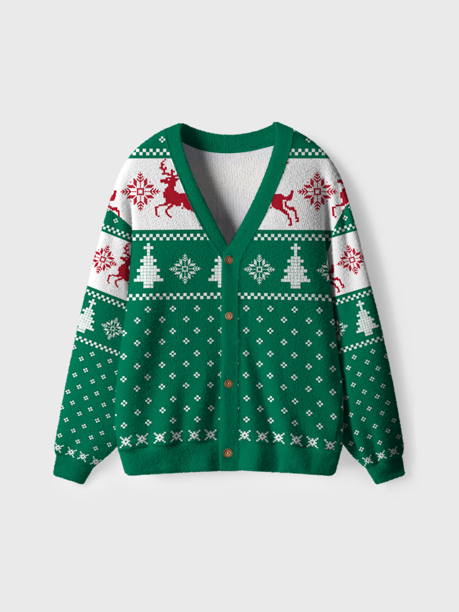 Vintage Green Christmas Ugly Cardigan Sweaters