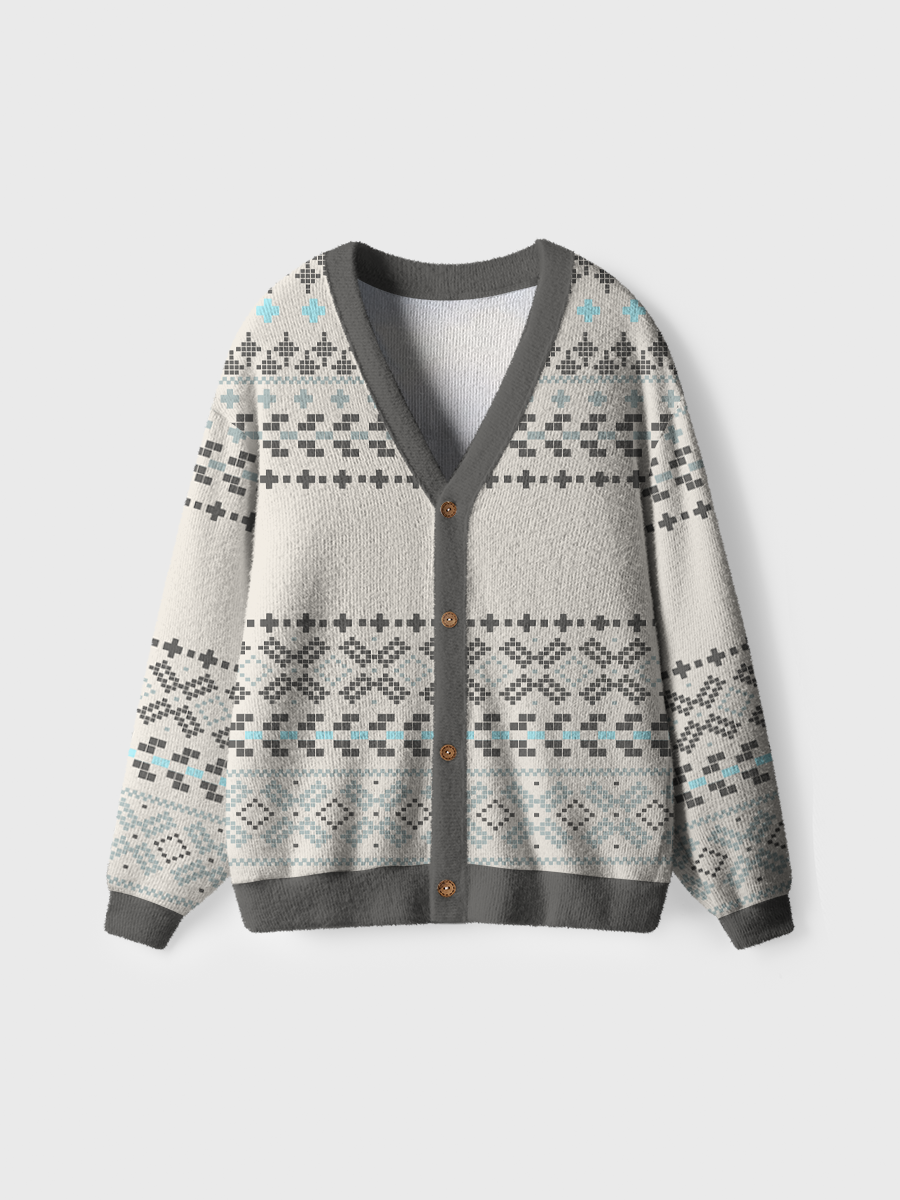 Vintage Grey Fair Isle Ugly Cardigan Sweaters
