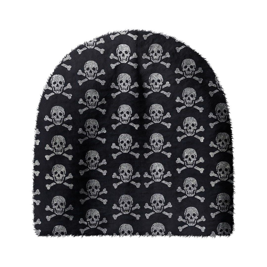 Glitter Skull and Crossbones Pirate Cozy Fuzzy Beanie