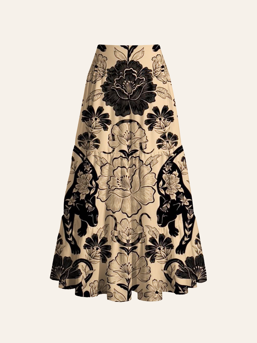 Wild Panther Garden Convertible Maxi Skirts