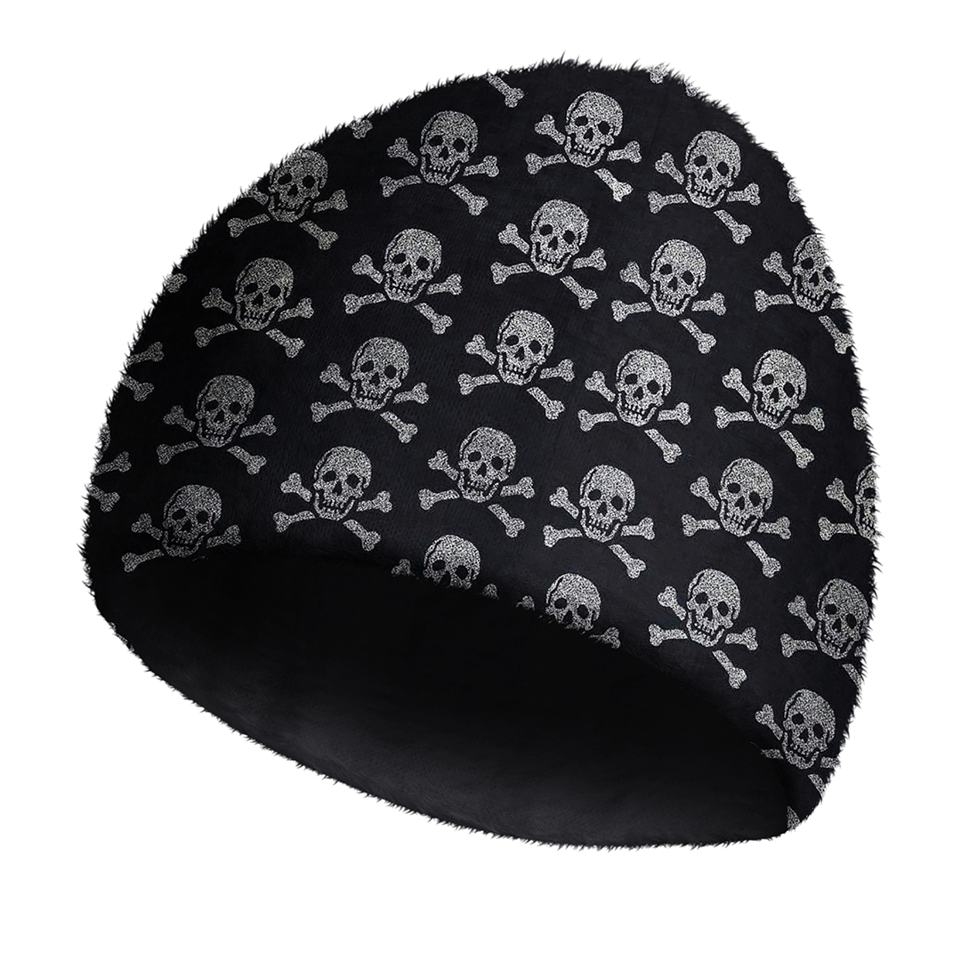 Glitter Skull and Crossbones Pirate Cozy Fuzzy Beanie