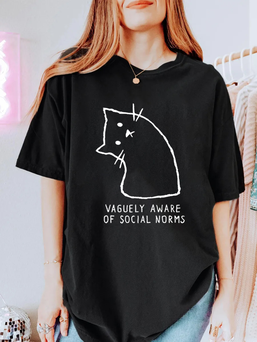 Vintage Vaguely Aware Of Social Norms Oversize Graphic Tee