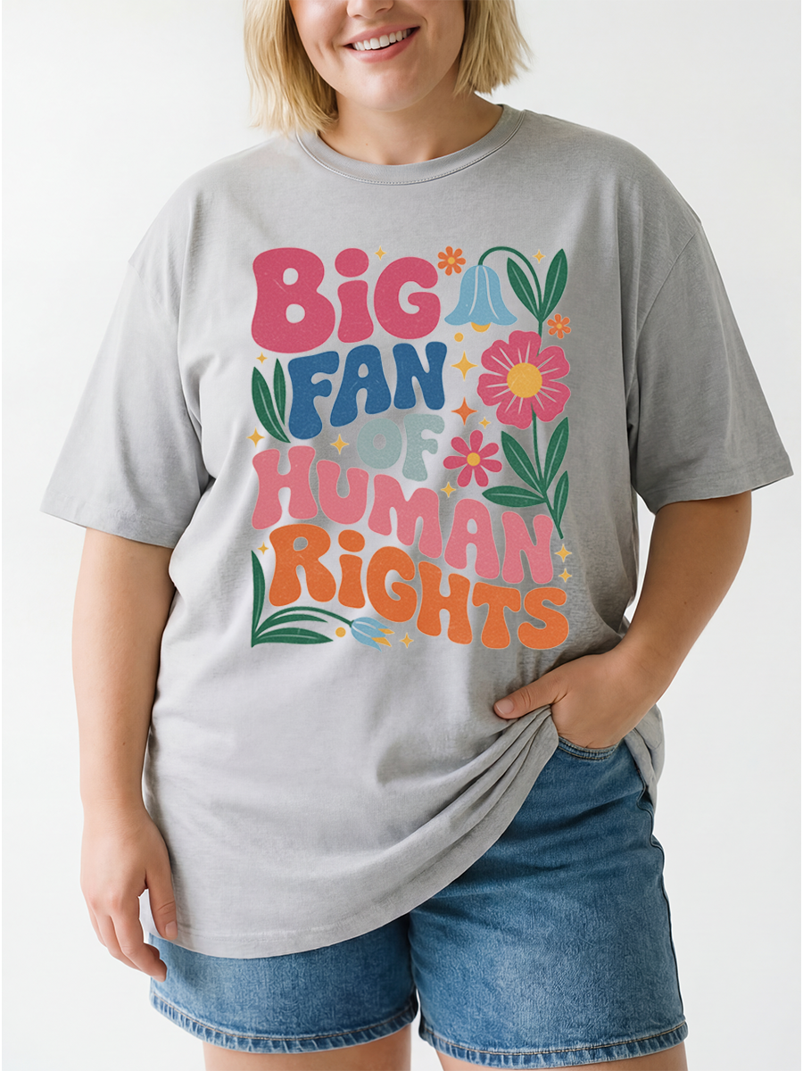 Vintage Big Fans Of Human Rights Oversize Graphic Tee