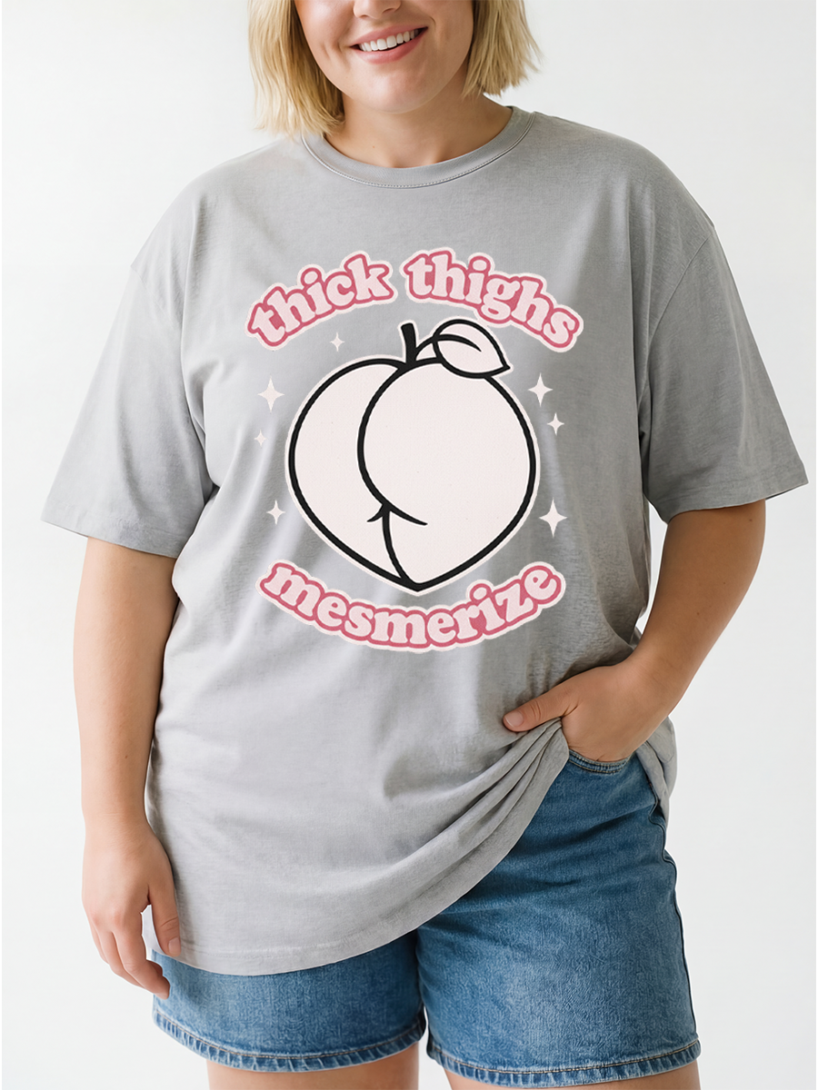 Vintage Thick Thighs Mesmerize Oversize Graphic Tee