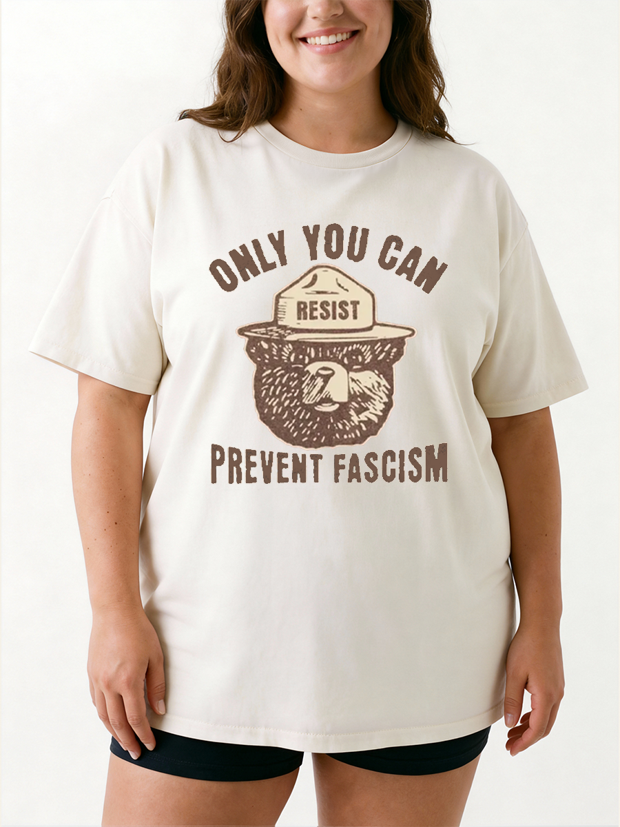 Vintage Only You Can Prevent Bear Oversize Graphic Tee