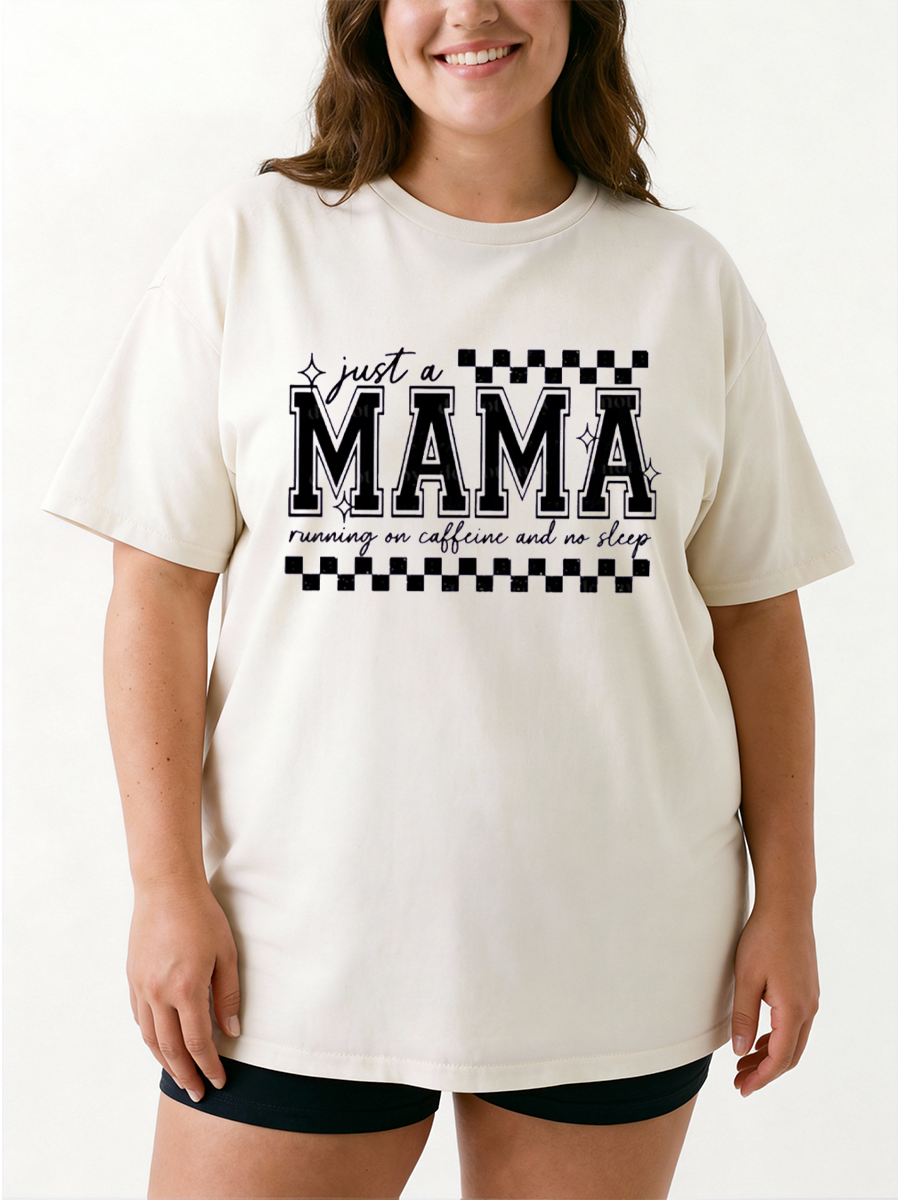Vintage Just A Mama Running On Caffeine And No Sleep Oversize Graphic Tee