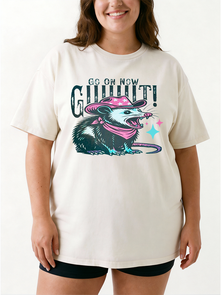 Vintage Go On Now Giiit Mouse Oversize Graphic Tee