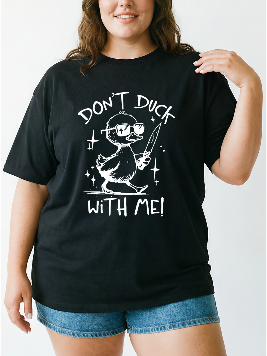 Vintage Don'T Duck With Me Oversize Graphic Tee