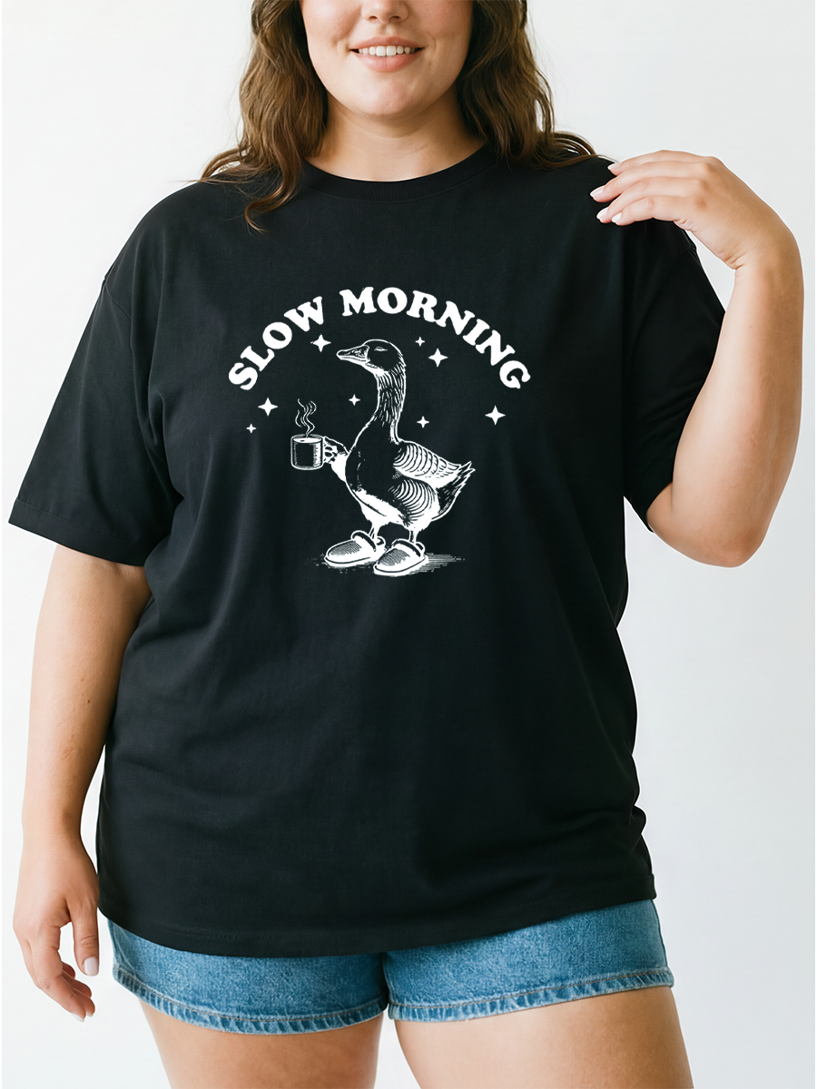 Vintage Slow Mornings Club Duck Oversize Graphic Tee