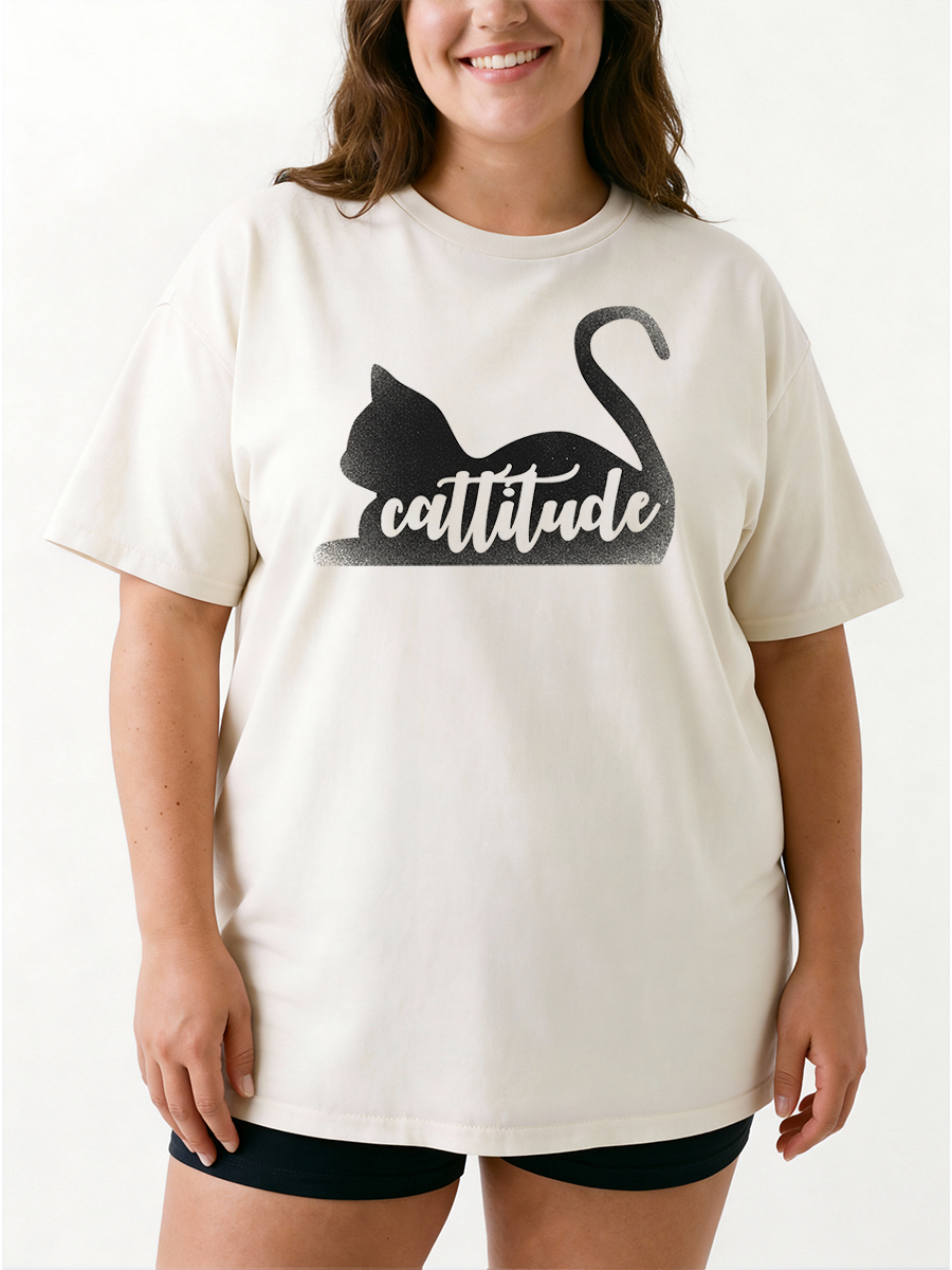 Vintage Cattitude Cat Oversize Graphic Tee