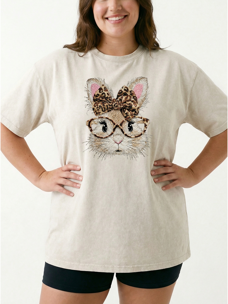 Vintage Retro Happy Easter Bunny Washed T-Shirt