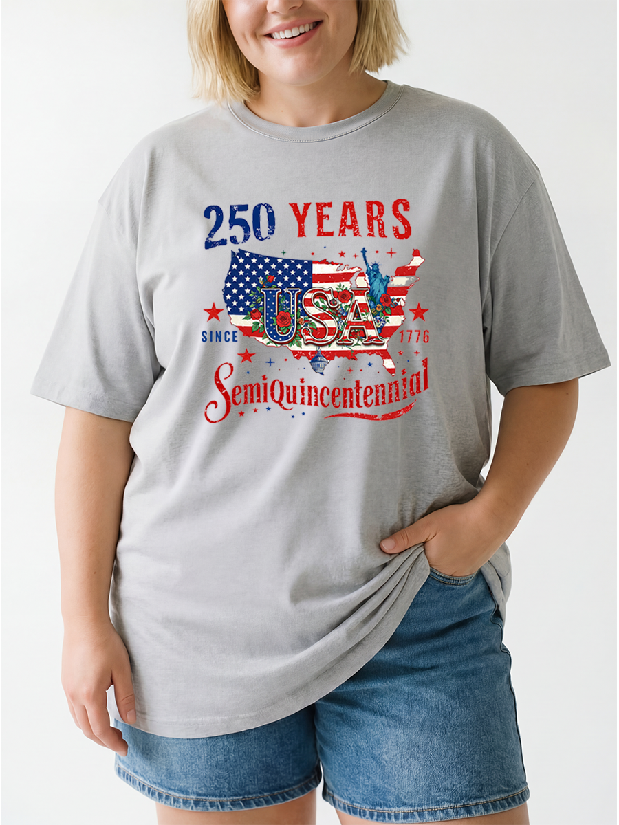 Vintage 4Th July Patriotic 250 Years Semiquincentennial Celebration Oversize Graphic Tee